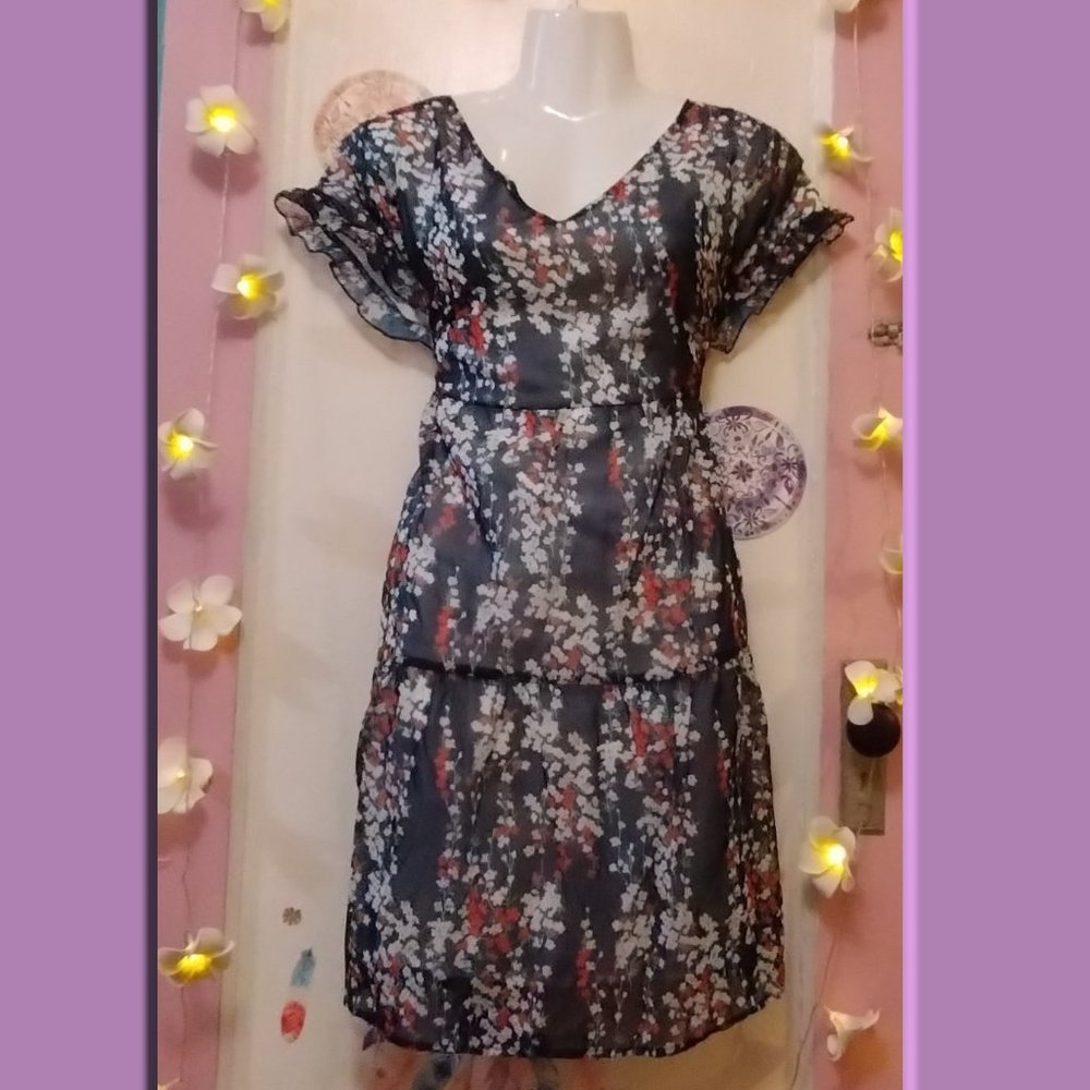 Chiffon Overlay (XL) Floral Print Dress